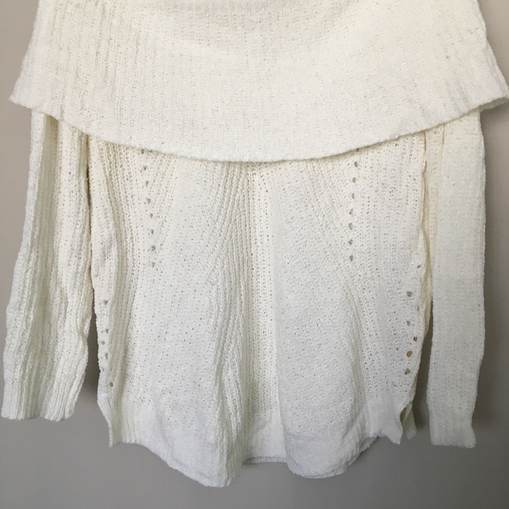 Anthropologie Ivory Off the Shoulder Sweater - Picture 6 of 8